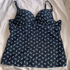 Torrid Black and White Anchor Print Swim Top